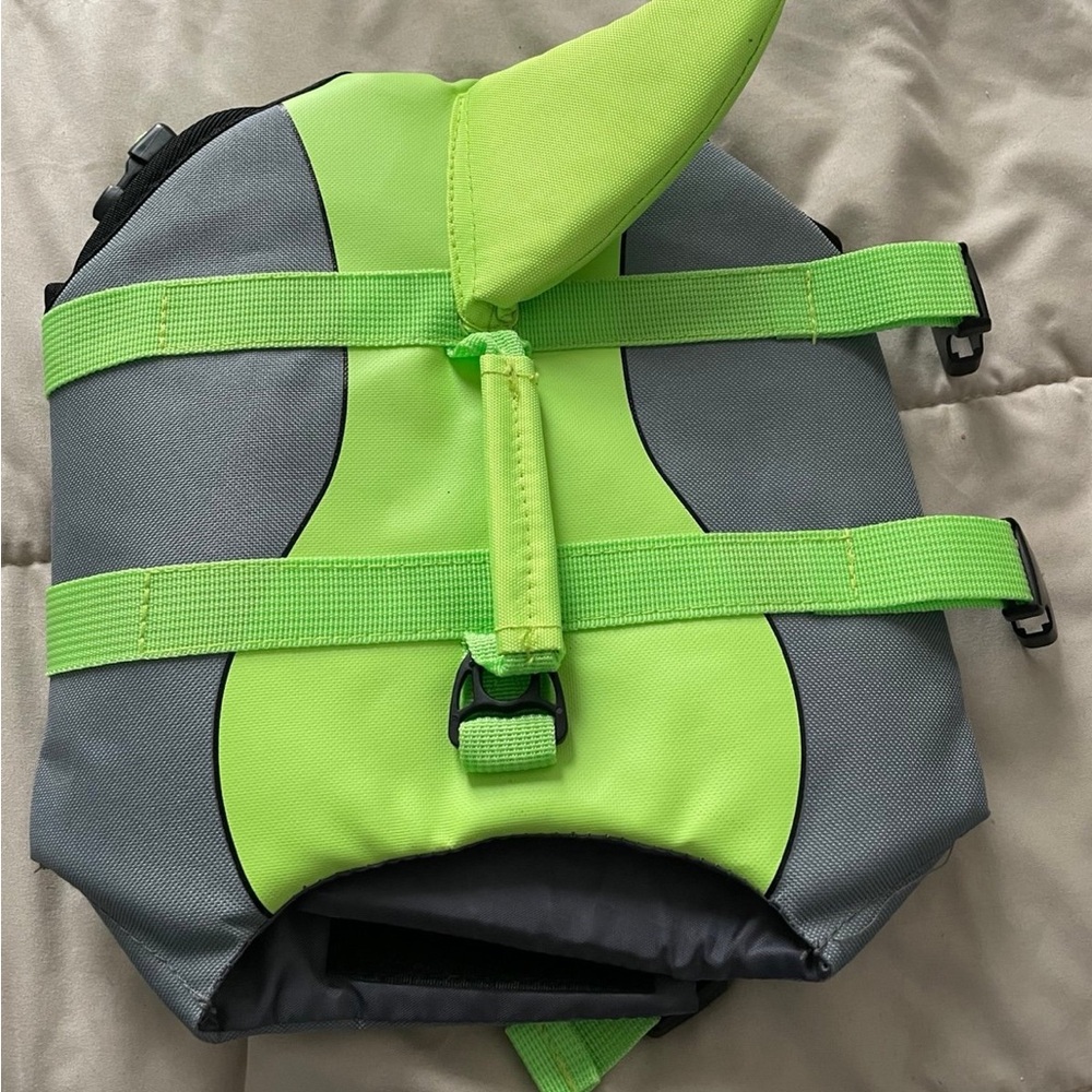 Neon Green and Gray Dog Life Jacket Size Small - Picture 3 of 4